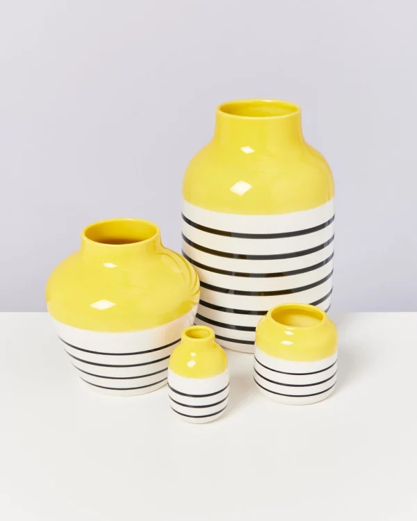 Motel a Miio Nuno Vase L - Yellow yellow black striped Online