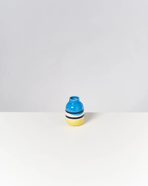 Motel a Miio Nuno Vase S - Black & White Striped With Blue schwarz weiß gestreift mit blau Store