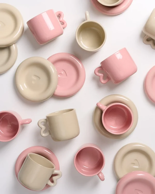 Motel a Miio Seia Cup & Saucer With Heart sand Flash Sale