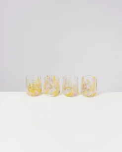 New Motel a Miio Alegria - Set Of 4 Glasses Small Big Drops Pink Yellow big drops rosa yellow