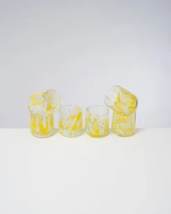 Sale Motel a Miio Alegria - Set Of 6 Glasses Small Big Drops Yellow gelb