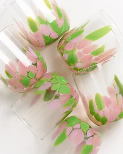 Best Motel a Miio Alegria 6er Set Glas Groß drops rosa grün