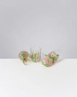 Best Motel a Miio Alegria Set Of 4 Glass Large Drops Pink Green drops rosa grün