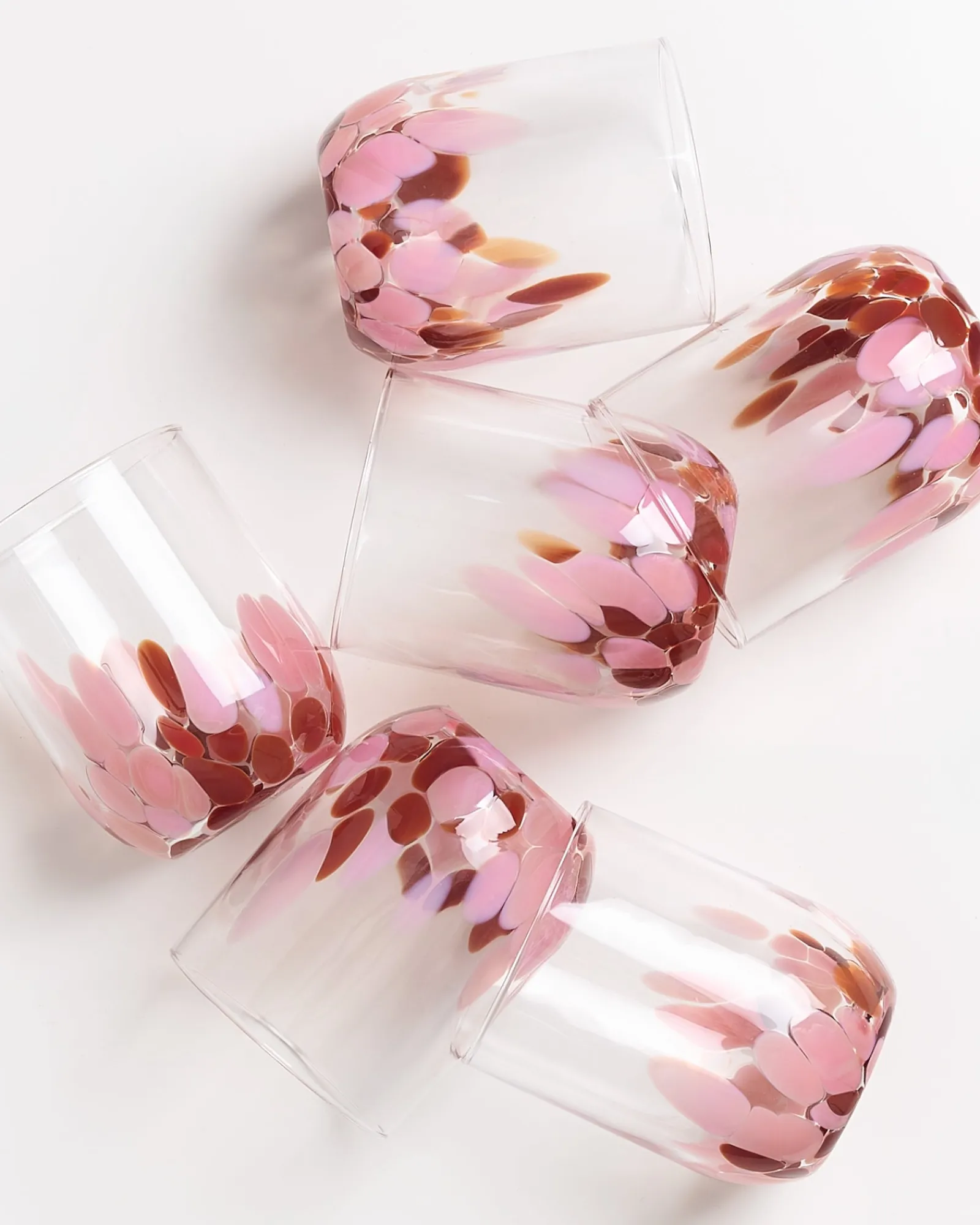 Clearance Motel a Miio Alegria Set Of 6 Glass Large drops amber pink