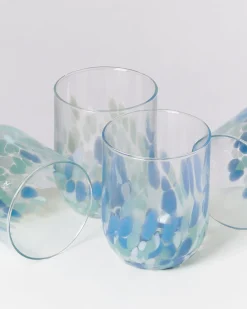 Clearance Motel a Miio Alegria Set Of 4 Glass Large drops blue white