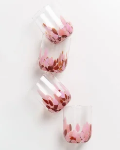 Best Motel a Miio Alegria Set Of 4 Glass Large drops amber pink