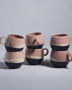 Sale Motel a Miio Bica - Set Of 6 Mugs Big Pink, Navy, Cream pink navy cream