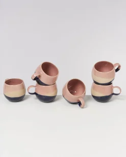 Sale Motel a Miio Bica - Set Of 6 Mugs Big Pink, Navy, Cream pink navy cream