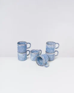 Clearance Motel a Miio Cordoama - Set Of 6 Mugs Small Blue Speckled speckled blue