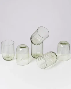 Outlet Motel a Miio Joia 6er Set Glas Riffled smaragd