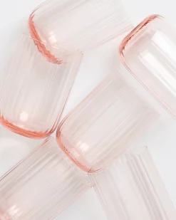 Hot Motel a Miio Joia 6er Set Glas Riffled pink opal