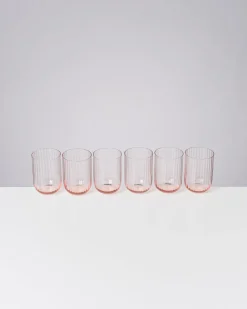 Hot Motel a Miio Joia 6er Set Glas Riffled pink opal