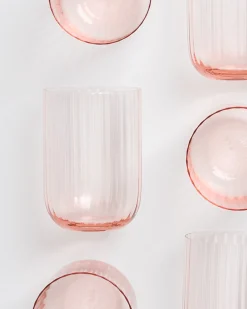 Hot Motel a Miio Joia 6er Set Glas Riffled pink opal