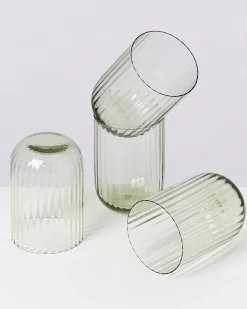 Motel a Miio Joia 4er Set Glas Riffled smaragd