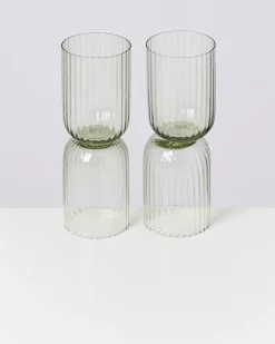 Motel a Miio Joia 4er Set Glas Riffled smaragd