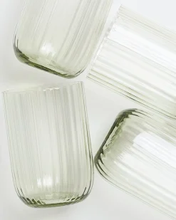 Motel a Miio Joia 4er Set Glas Riffled smaragd