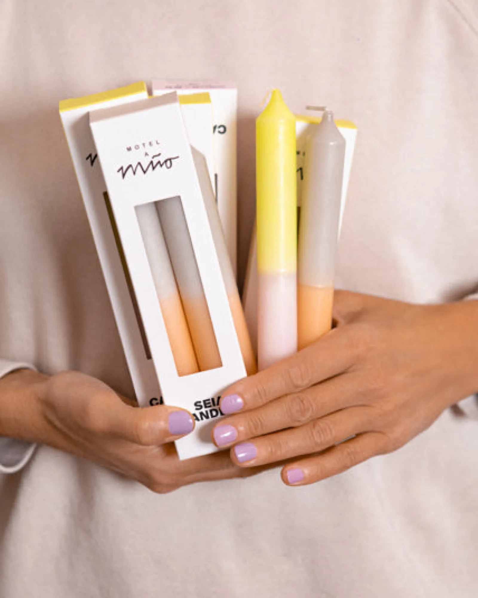 Outlet Motel a Miio Seia - Set Of 2 Stick Candles Dip Dye peach sand