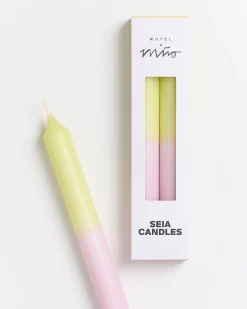 Clearance Motel a Miio Seia - Set Of 2 Stick Candles Dip Dye Pink Lime rosa lime