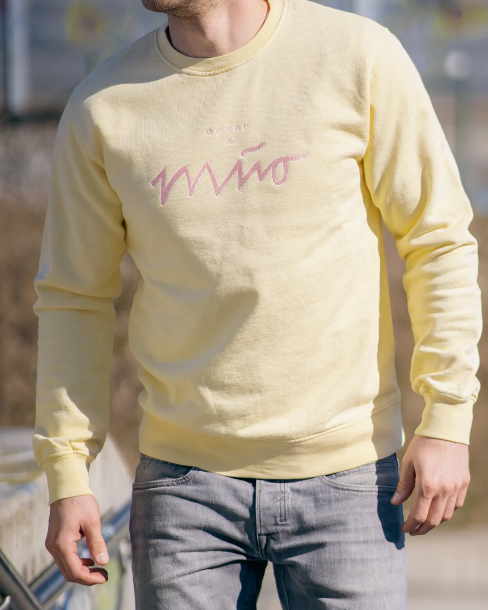 Clearance Motel a Miio Sweatshirt Men Rose Yellow gelb rosé